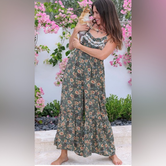 NATURAL LIFE Pants - Natural Life Green Floral Jumpsuit
